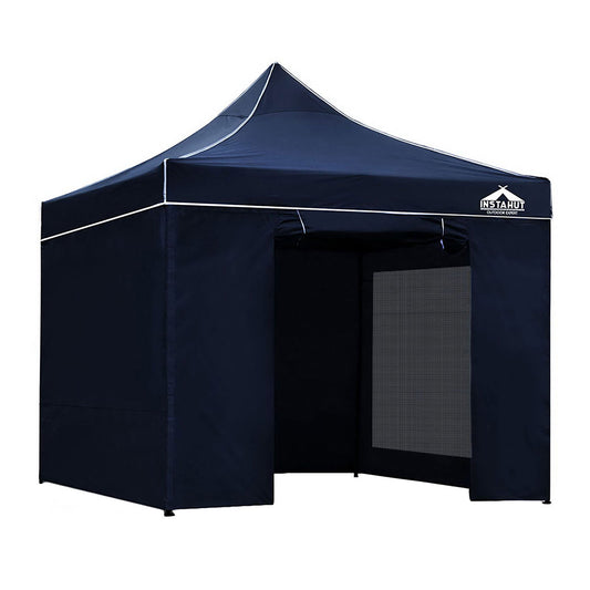 Instahut Gazebo Pop Up Marquee 3x3 Folding Tent Gazebos Camping 500D Oxford Navy