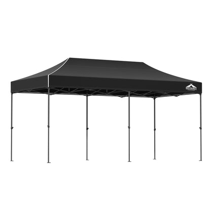 Instahut Gazebo Pop Up Marquee 3x6 Folding Tent Wedding 500D Camping Black