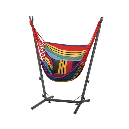 Gardeon Hammock Chair Outdoor Camping Hanging with Stand Rainbow