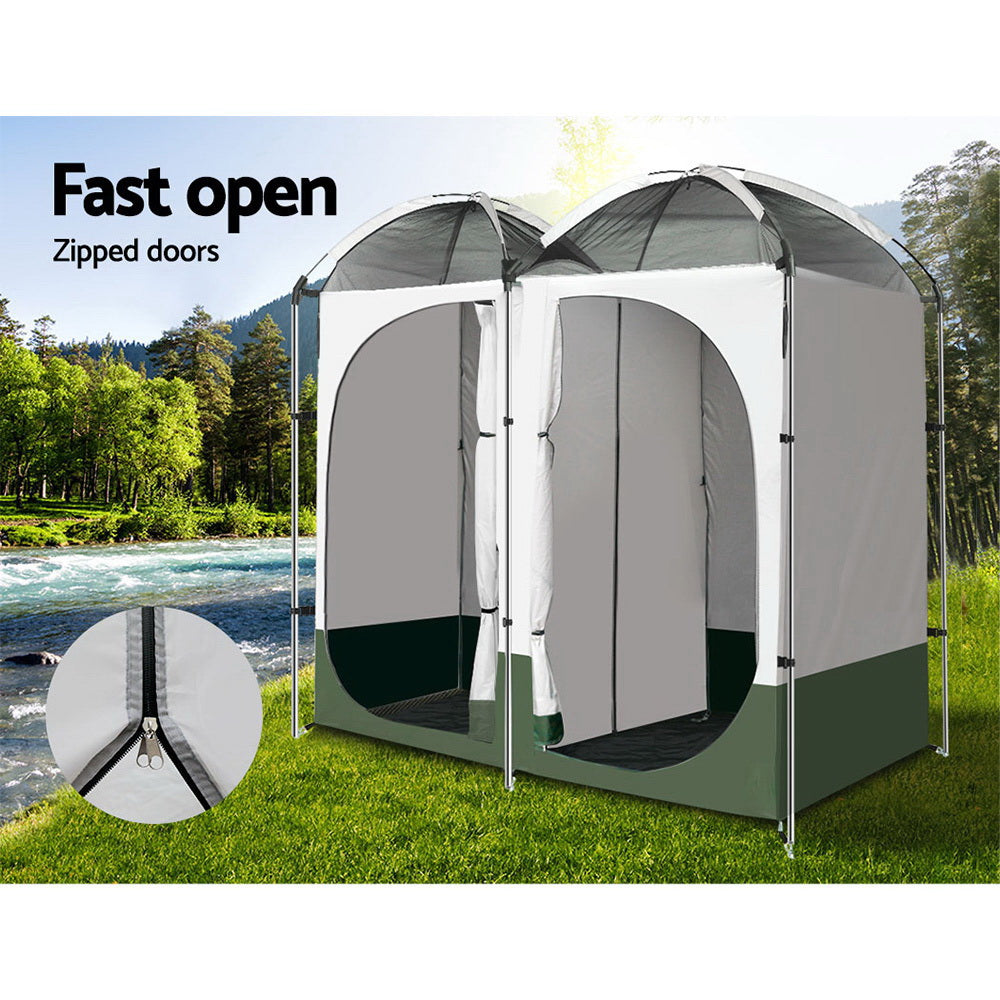 Weisshorn Double Camping Shower Toilet Tent Outdoor Portable Change Room