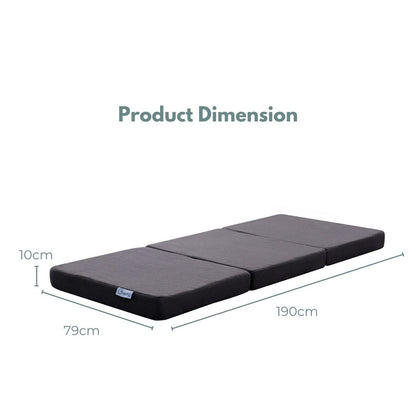 GOMINIMO 3 Fold Folding Mattress Single Dark Grey