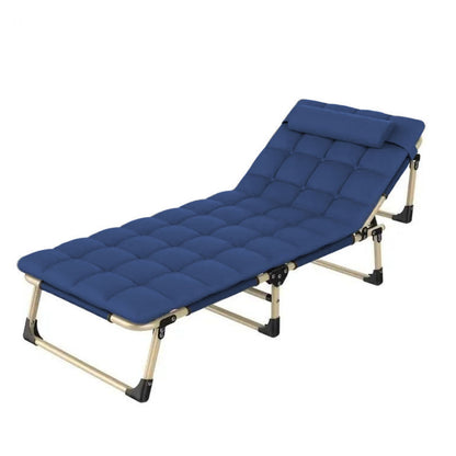 KILIROO Adjustable Portable Folding Bed with Mattress and Headrest (Blue)