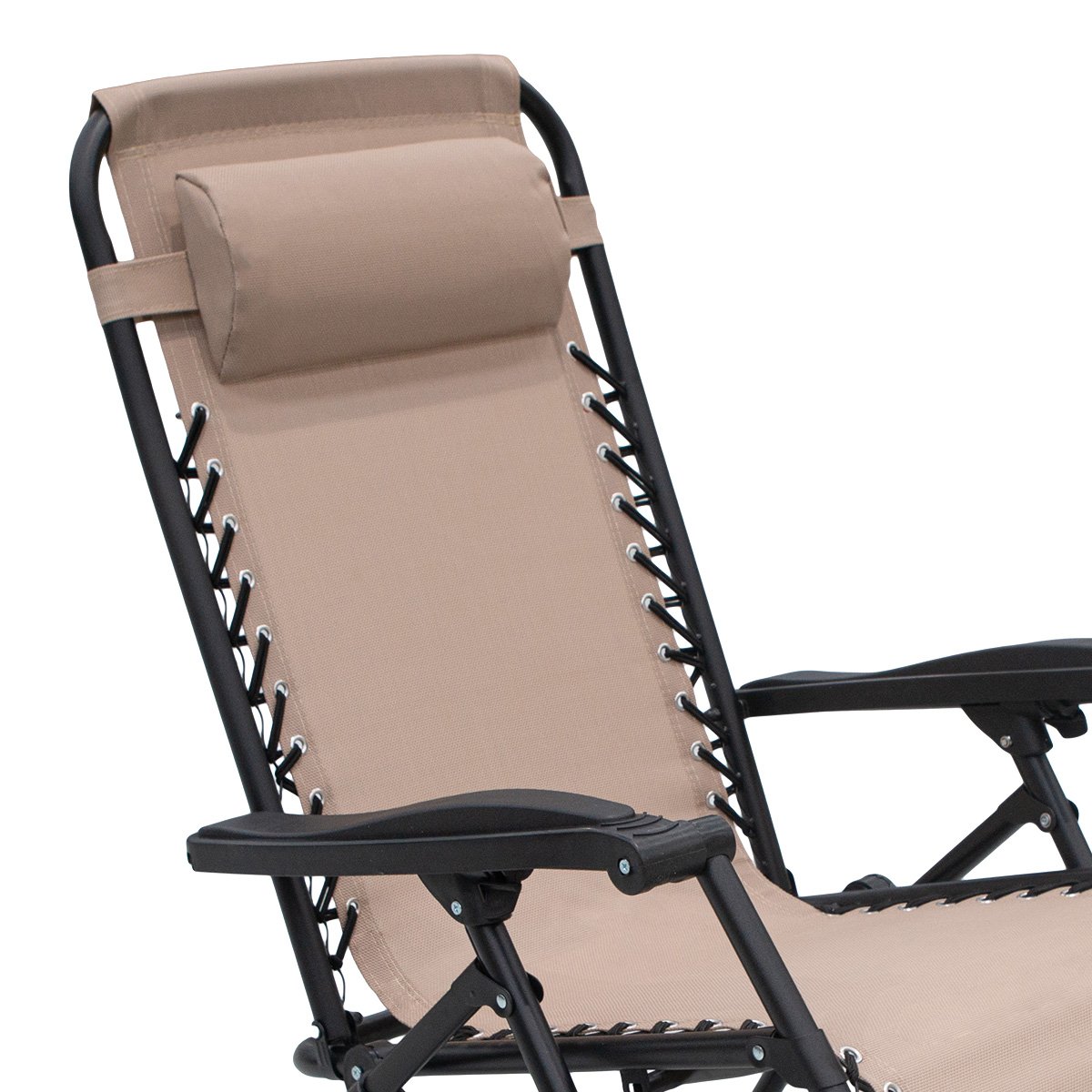 Wallaroo Zero Gravity Reclining Deck Lounge Sun Beach Chair Outdoor Folding Camping - Beige