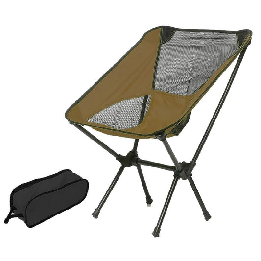 Ultralight Aluminum Alloy Folding Camping Camp Chair Outdoor Hiking Patio Backpacking Brown