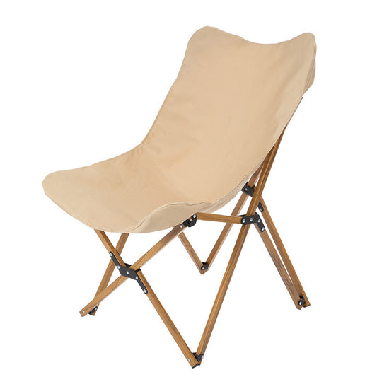 Outdoor Folding Chair Portable Camping Leisure Camping Table and Chairs Aluminum Alloy Balcony Lounge Chair (Color : Khaki)